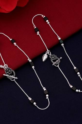 Black color oxidised anklet
