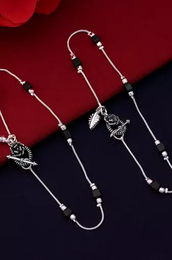 Black color oxidised anklet