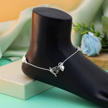 Silver color oxidised anklet 2