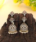 Light pink color american diamond earrings