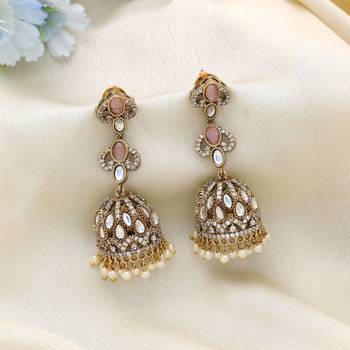Light pink color american diamond earrings 2