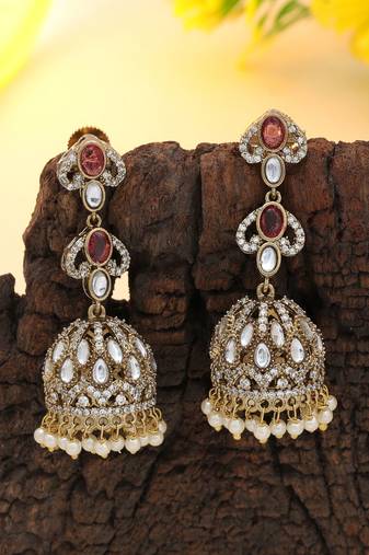 Magenta color american diamond earrings