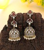 Magenta color american diamond earrings
