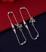 Maroon & green color oxidised anklet