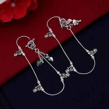 Silver color oxidised anklet 1