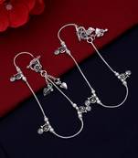 Silver color oxidised anklet