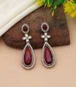 Maroon color kundan earrings