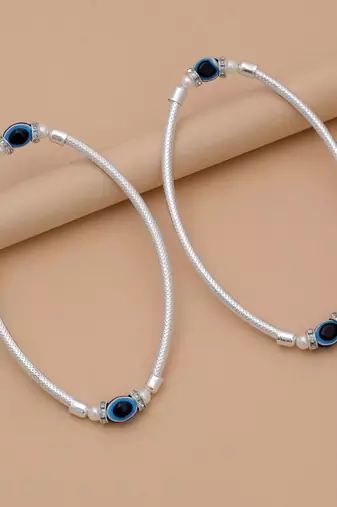 Blue color oxidised anklet