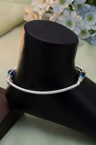 Blue color oxidised anklet