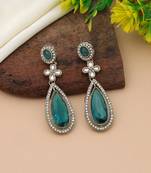 Rama green color kundan earrings