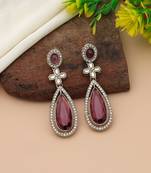 Magenta color kundan earrings