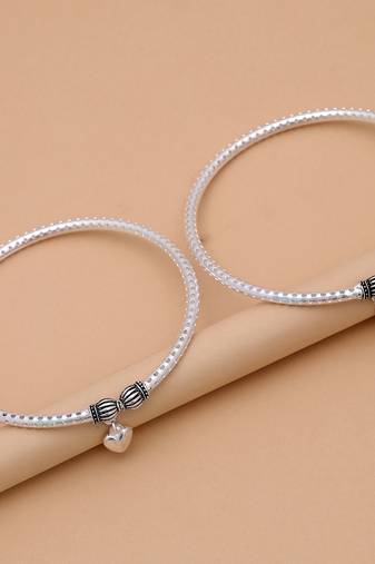 Silver color oxidised anklet
