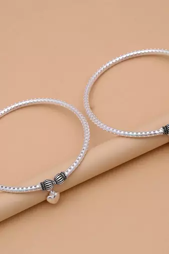 Silver color oxidised anklet