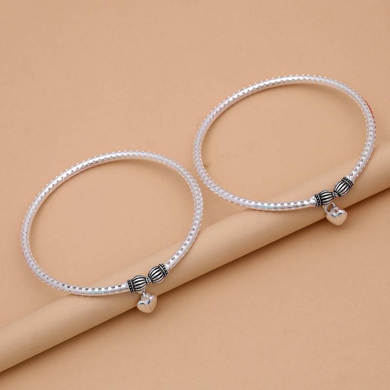 Silver color oxidised anklet