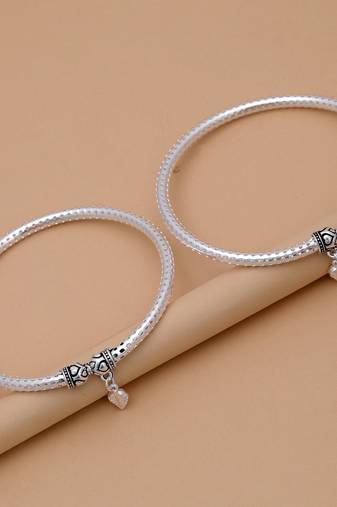 Silver color oxidised anklet