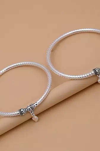 Silver color oxidised anklet