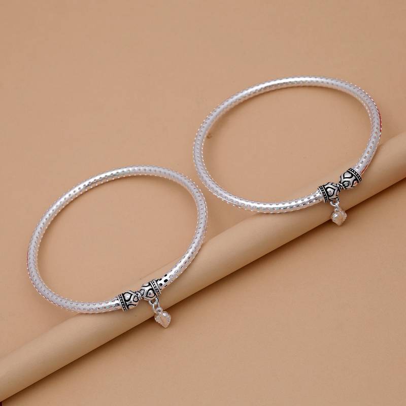 Silver color oxidised anklet