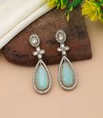 Pista green color kundan earrings