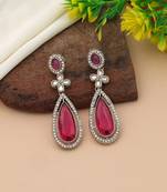 Rani color kundan earrings