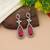 Rani color kundan earrings