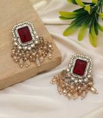 Maroon color kundan earrings
