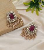 Magenta color kundan earrings