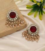 Maroon color kundan earrings