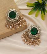 Green color kundan earrings