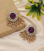 Purple color kundan earrings