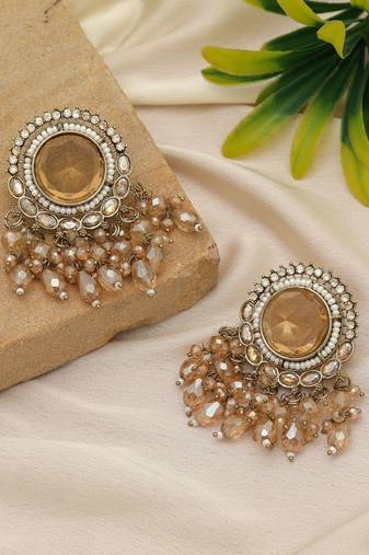 Gold color kundan earrings