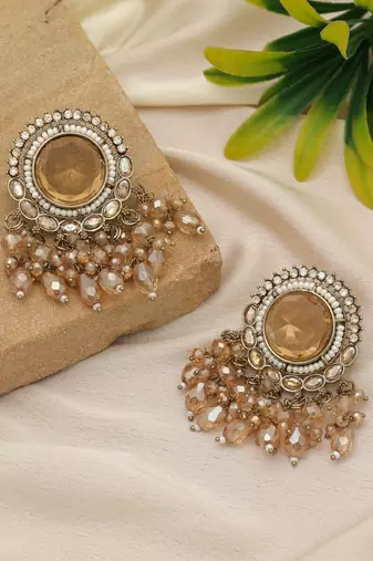 Gold color kundan earrings