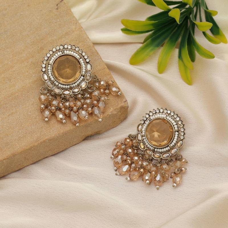 Gold color kundan earrings