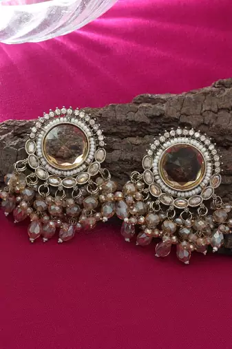 Gold color kundan earrings