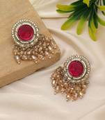 Rani color kundan earrings