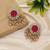 Rani color kundan earrings