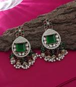 Maroon & green color kundan earrings