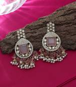 Light pink color kundan earrings