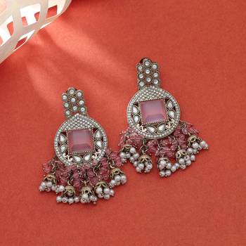 Light pink color kundan earrings 2