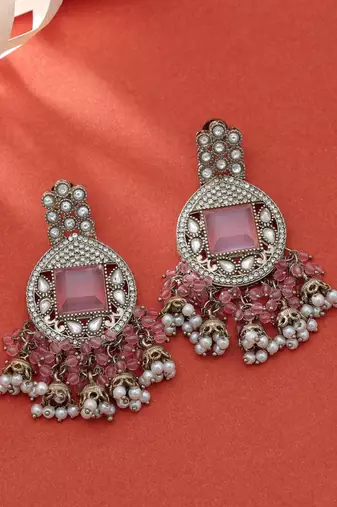 Light pink color kundan earrings