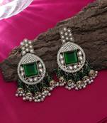 Green color kundan earrings