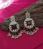 Maroon color kundan earrings