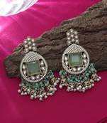 Pista green color kundan earrings