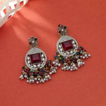 Multi color kundan earrings 2