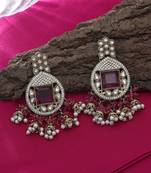 Purple color kundan earrings
