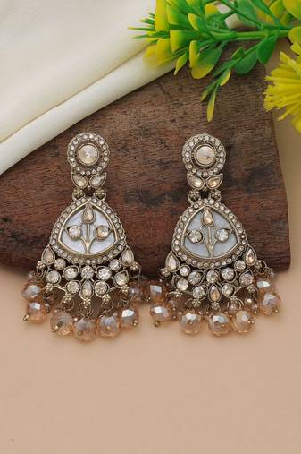 Gold color kundan earrings
