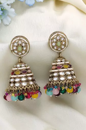 Multi color kundan earrings