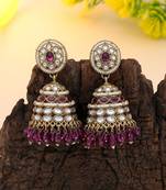 Purple color kundan earrings