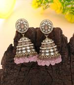 Light pink color kundan earrings