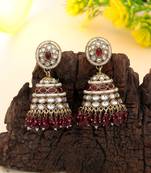 Maroon color kundan earrings