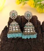 Firozi color kundan earrings